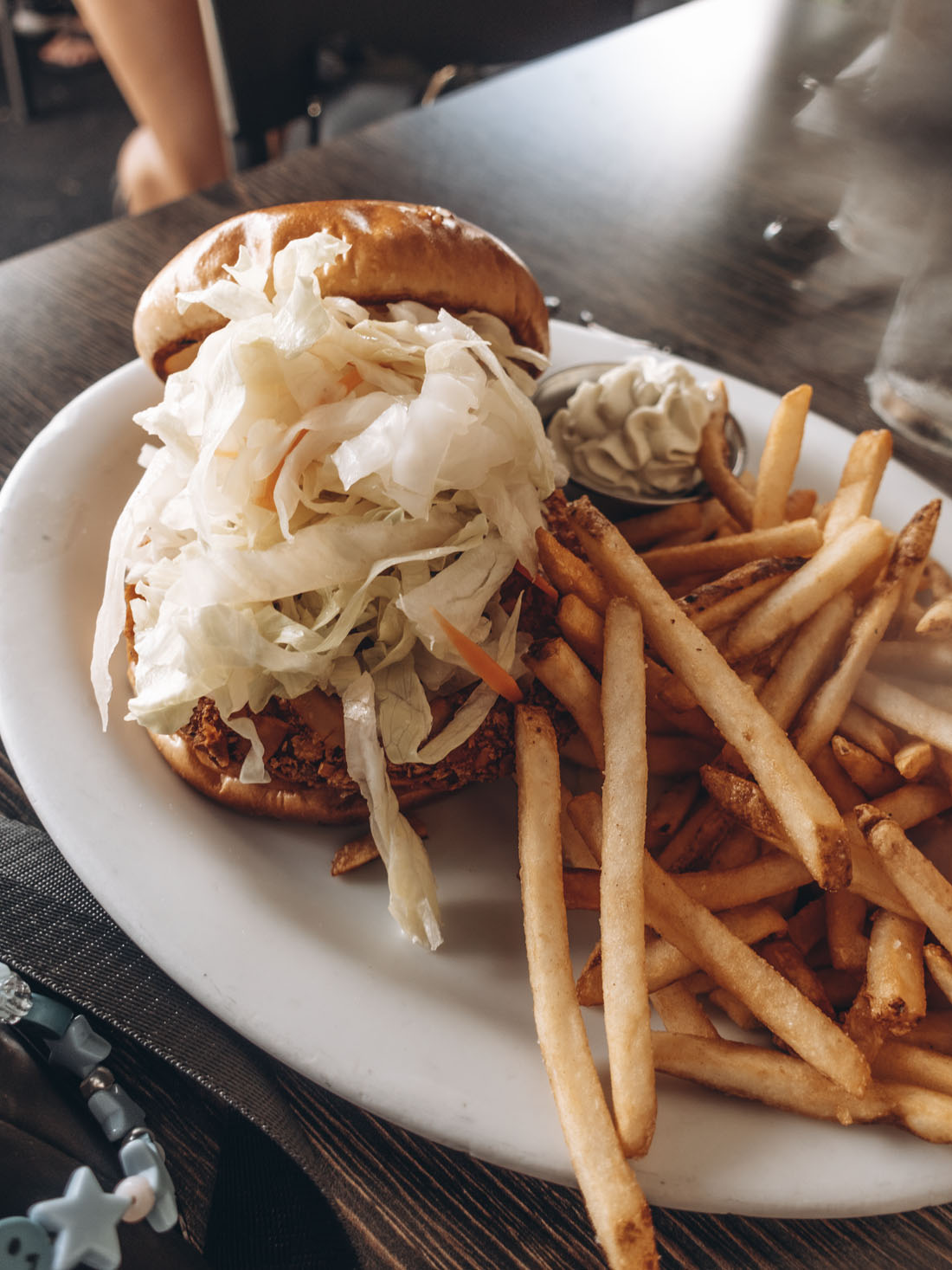 coconut shrimp burger from Over Easy in Oahu