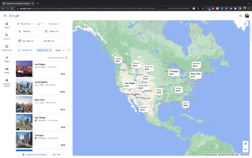 using google flights to find travel deals