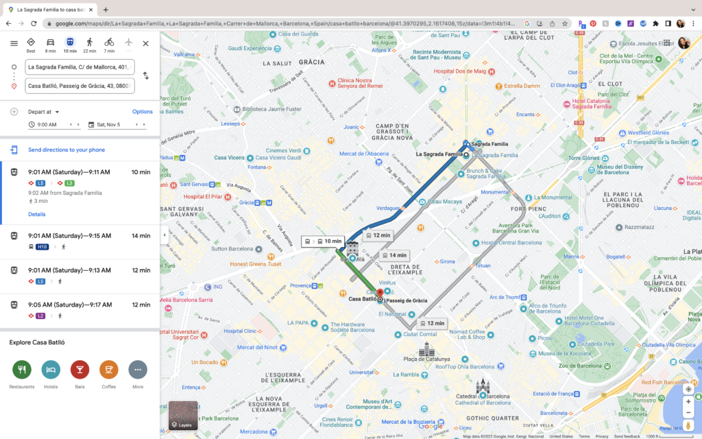 using google maps for planning an itinerary